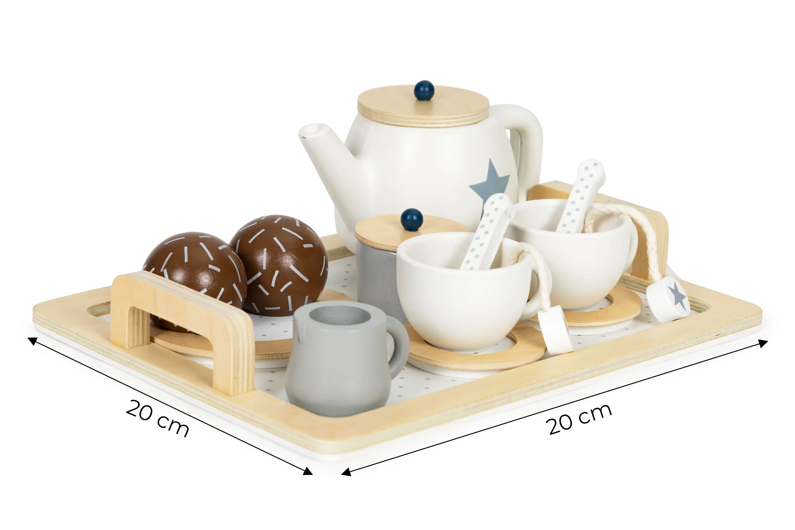 drveni set za čaj, vrč, šalice, 16 elemenata ecotoys - slika 6
