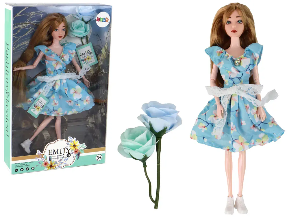 lutka emily - plava kosa i cvjetna haljina spring - slika 2