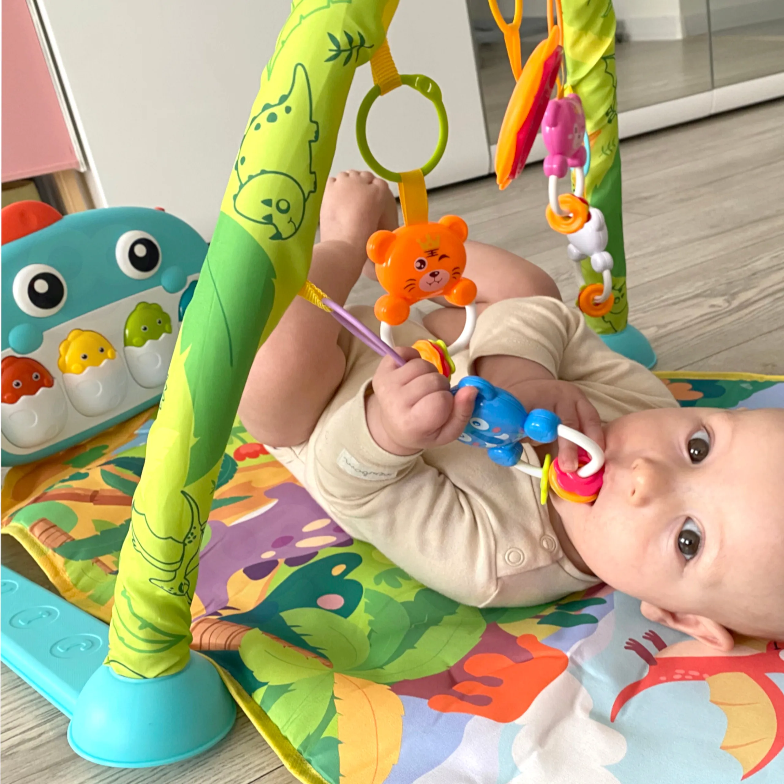 woopie baby glazbena podloga,igračka s lukom dinosaur - slika 4