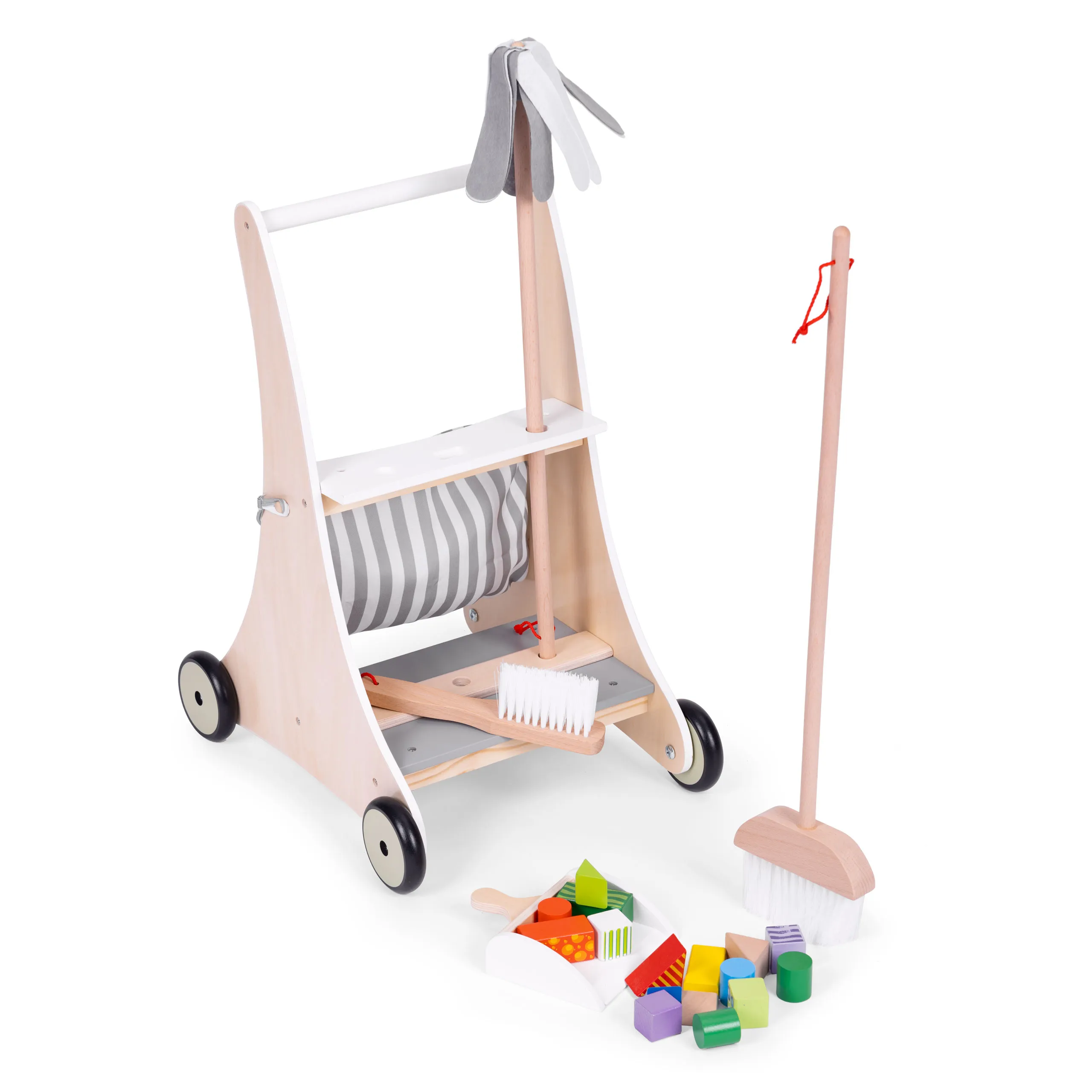 drveni set za čišćenje kolica bež ecotoys - slika 7