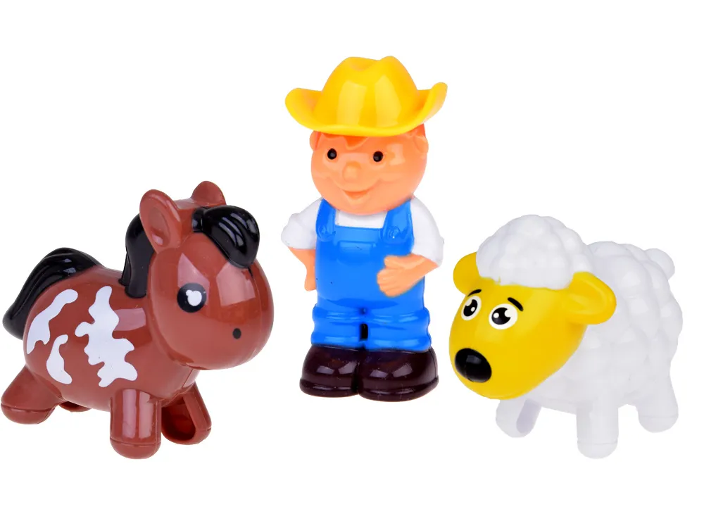 traktor s prikolicom, farmer i set životinja - slika 5