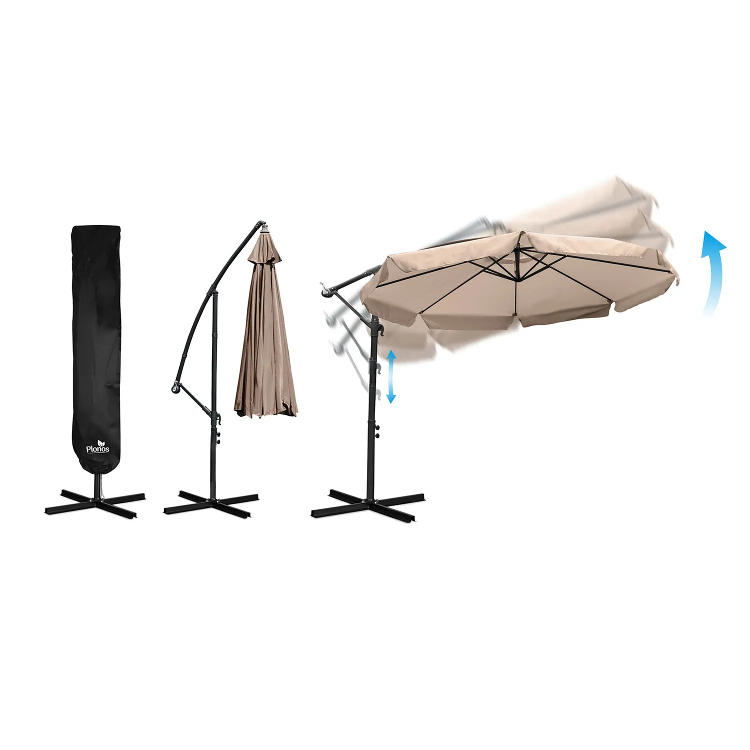 veliki vrtni suncobran plonos 350 cm bež - slika 7