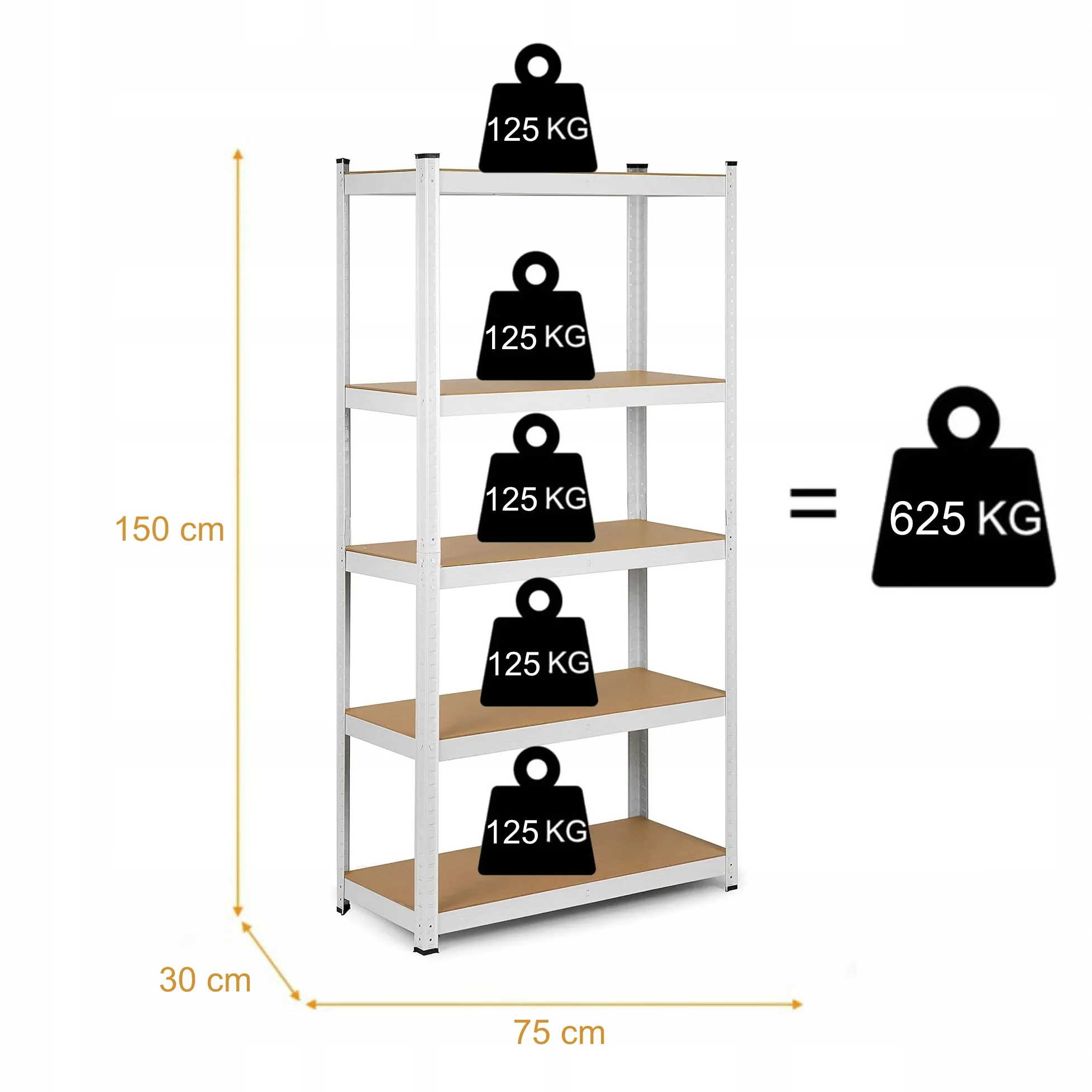 landgraf metalni stalak za odlaganje 875 kg 150x75x30 cm bijeli - slika 11