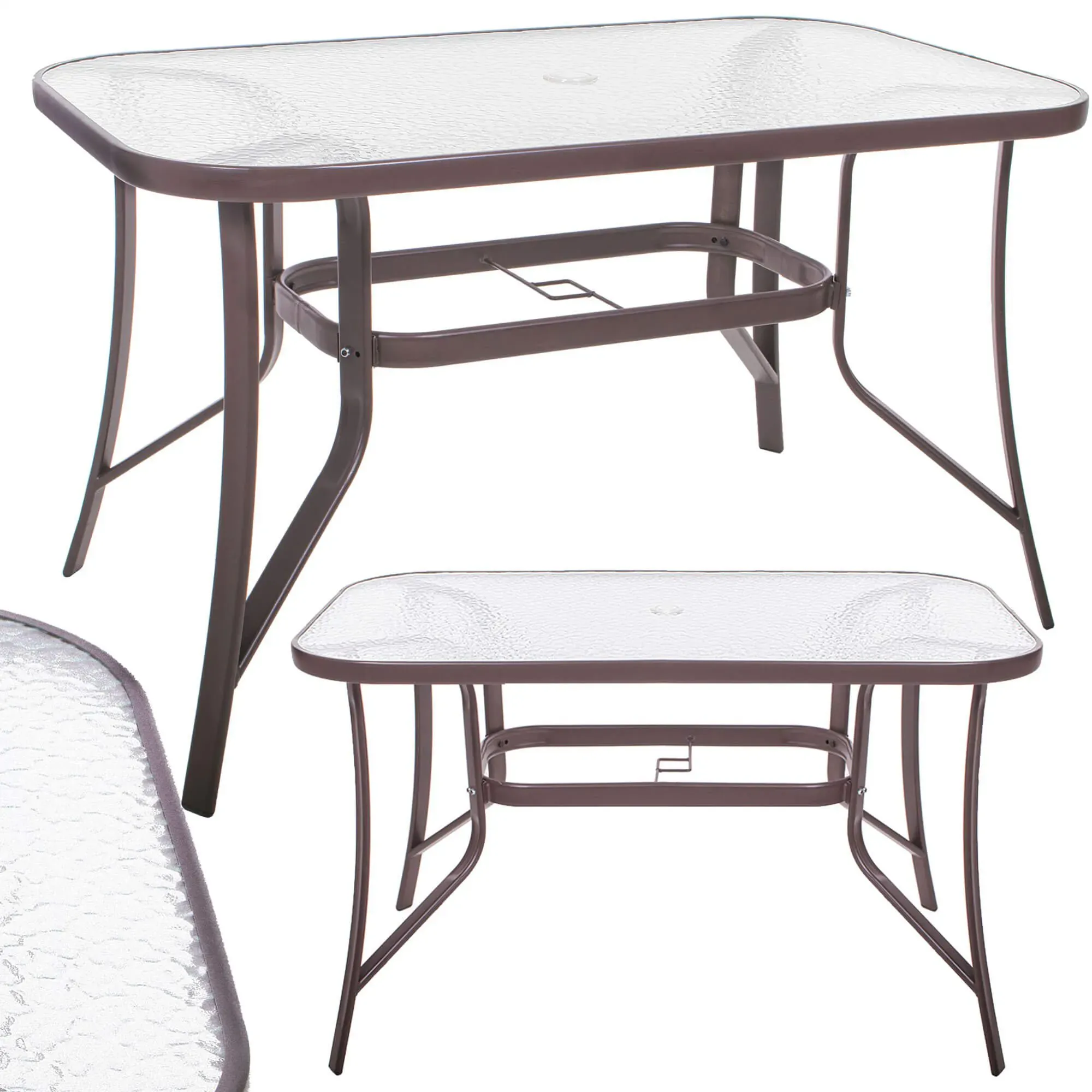 springos stakleni vrtni stol 120 x 70 x 70 cm smeđi - slika 2