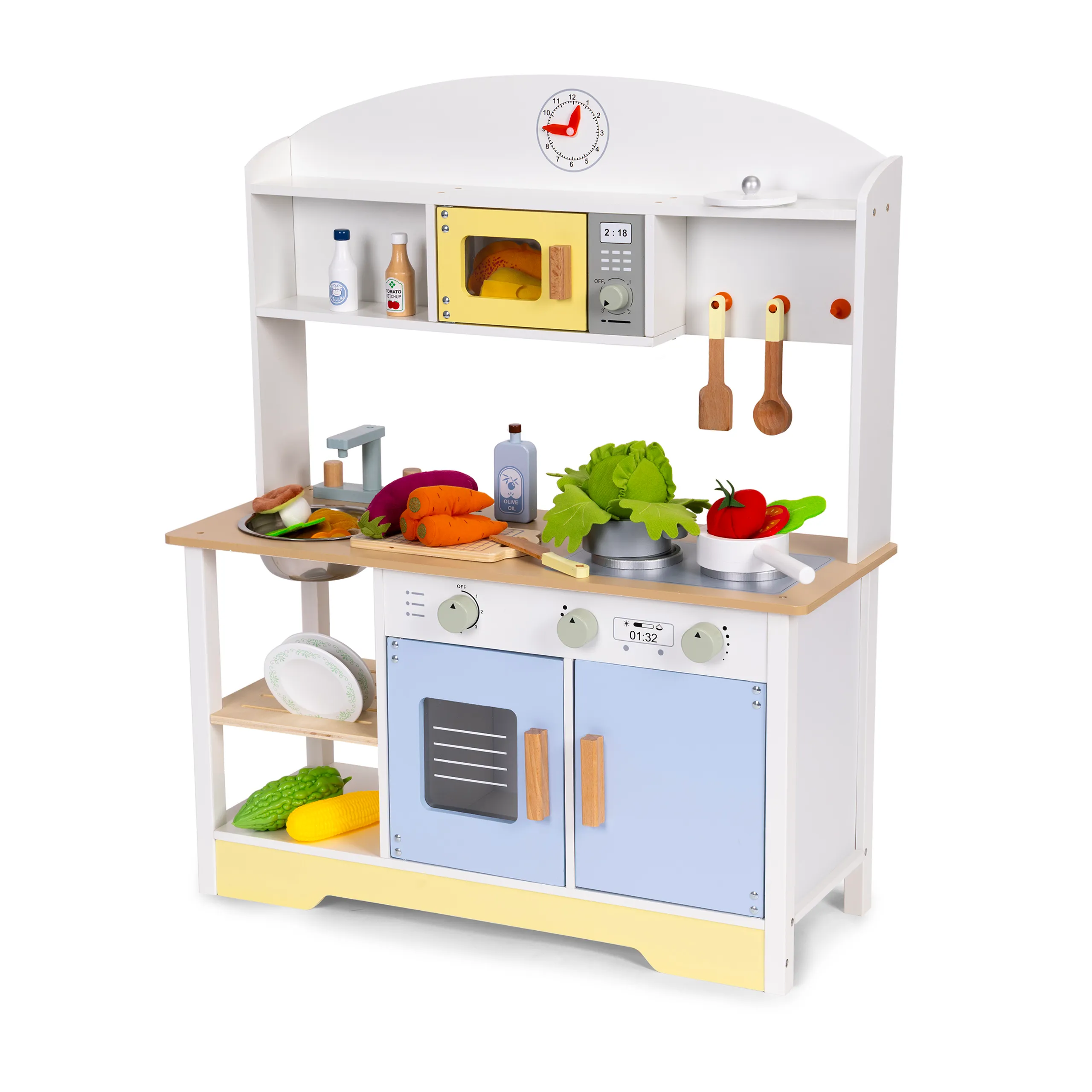 ecotoys dječja kuhinja – pećnica, perilica, mikrovalna + 12 dodataka - slika 5