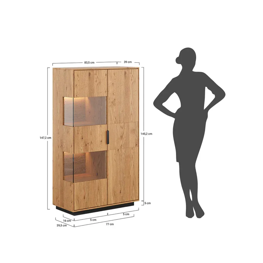 vitrina tirano 39x147 cm, materijal: masivno drvo hrast - slika 5