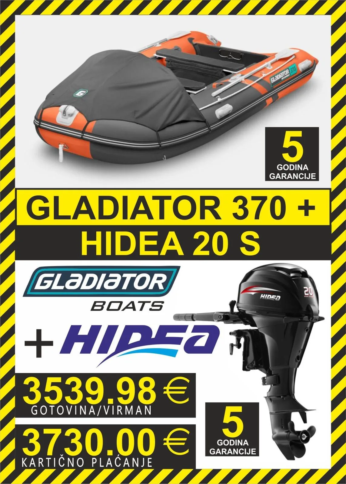 set gumenjak gladiator 370 + motori hidea - slika 11
