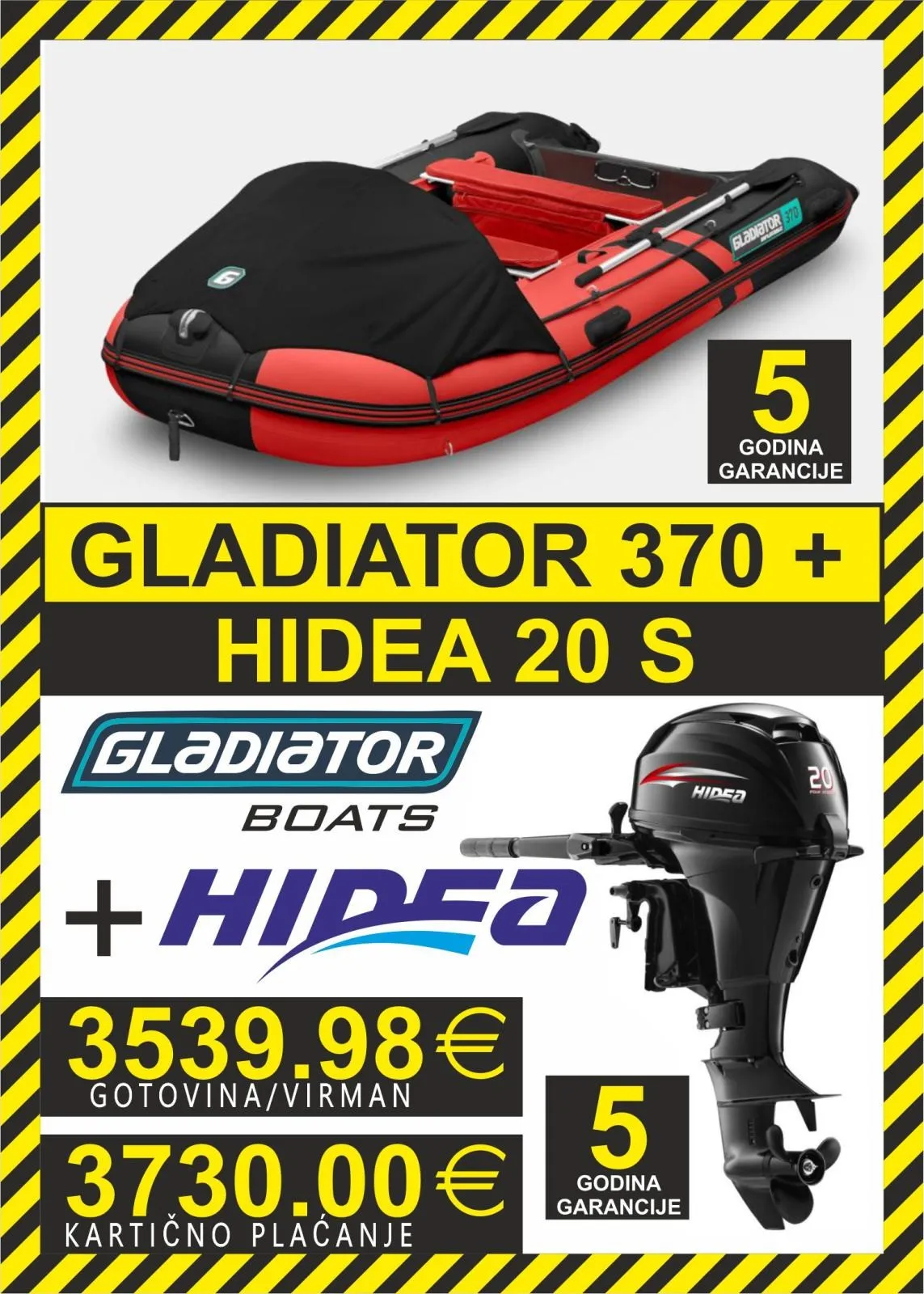 set gumenjak gladiator 370 + motori hidea - slika 12