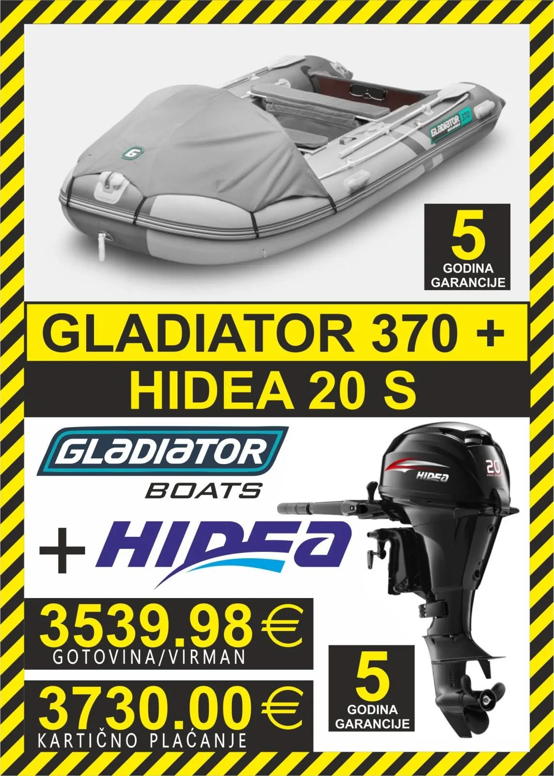 set gumenjak gladiator 370 + motori hidea - slika 13
