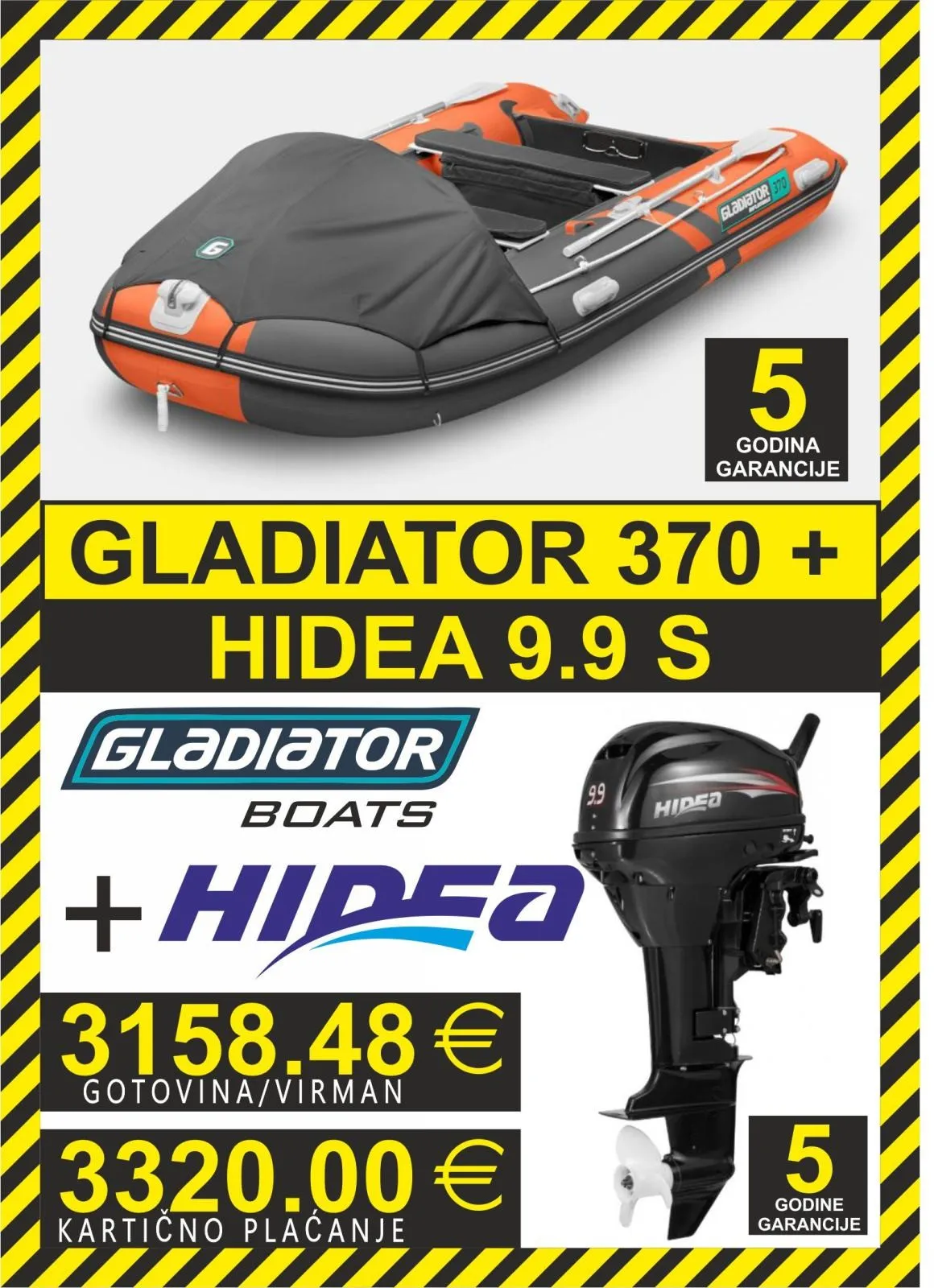 set gumenjak gladiator 370 + motori hidea - slika 7