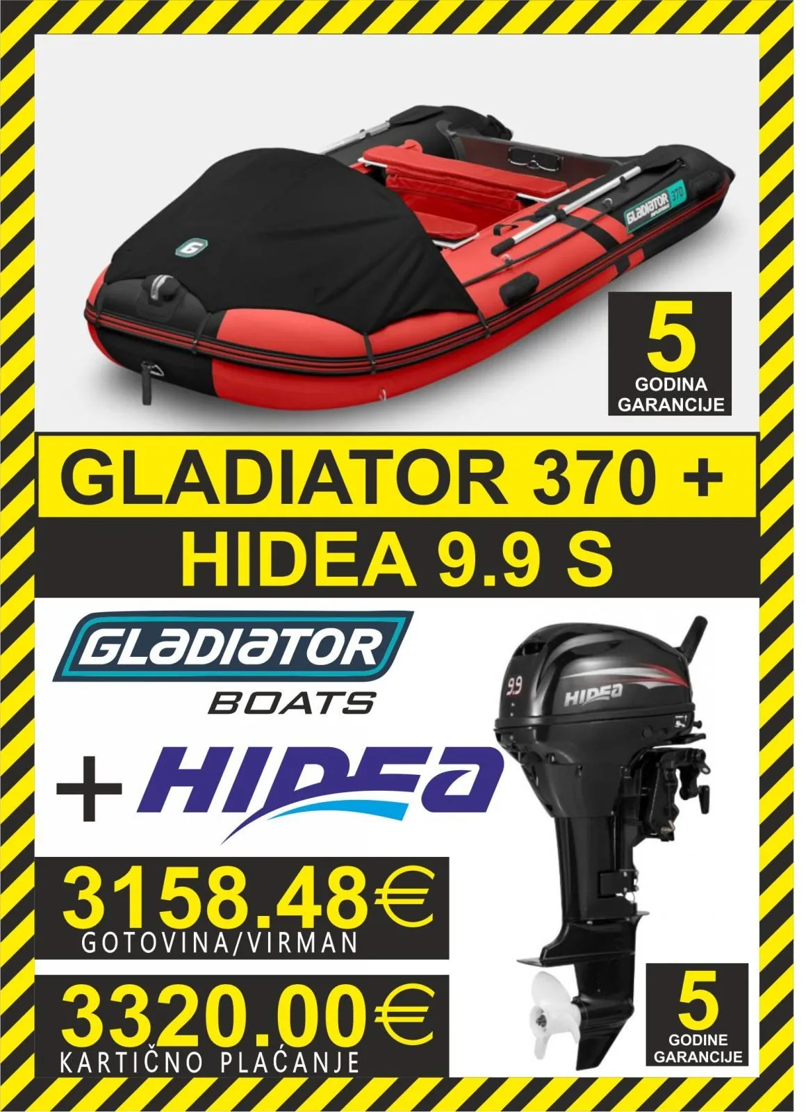 set gumenjak gladiator 370 + motori hidea - slika 8