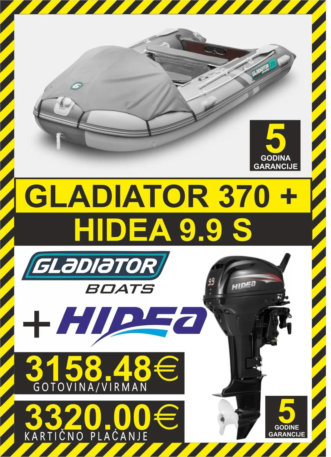 set gumenjak gladiator 370 + motori hidea - slika 9