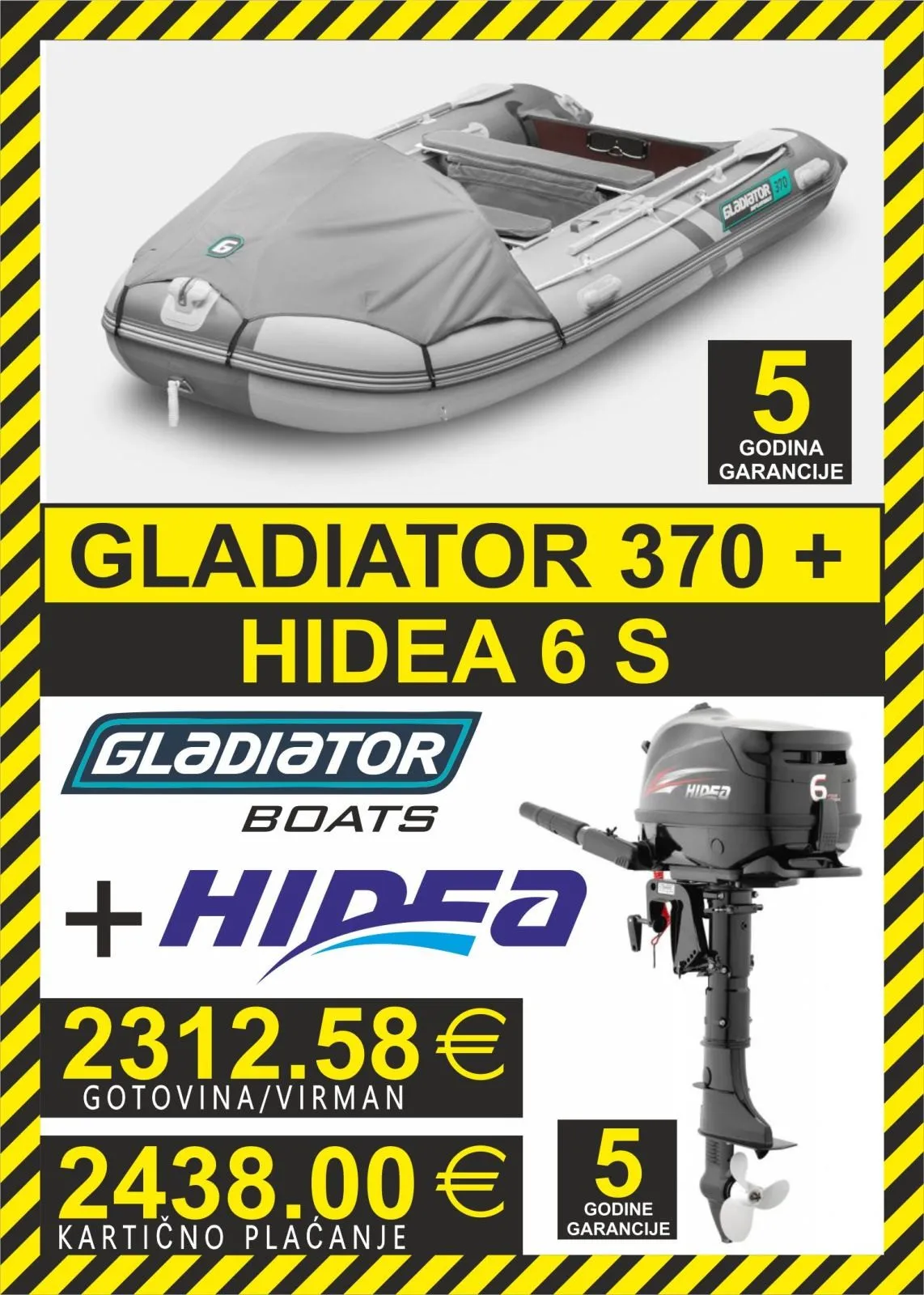 set gumenjak gladiator 370 + motori hidea - slika 2