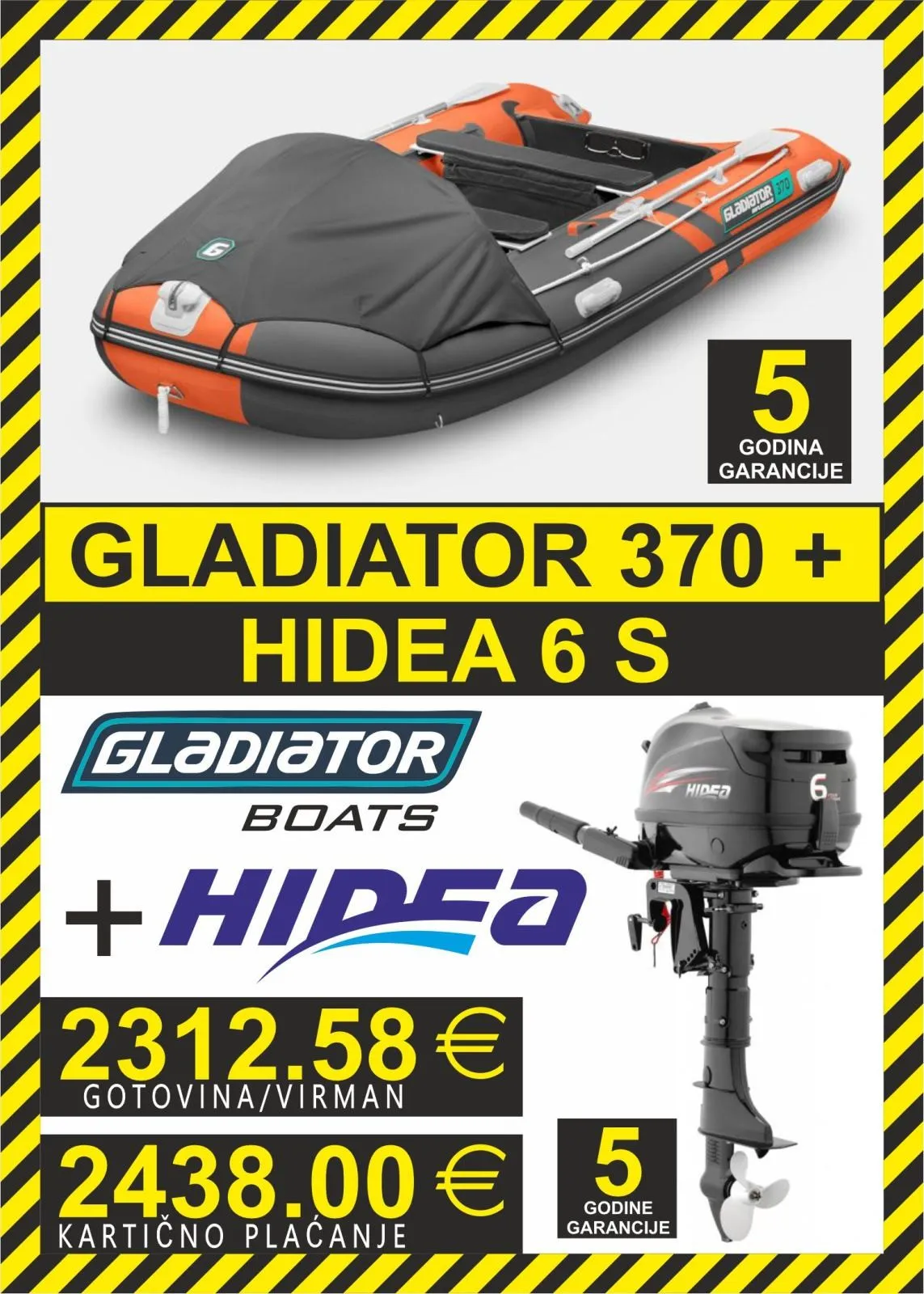 set gumenjak gladiator 370 + motori hidea - slika 3