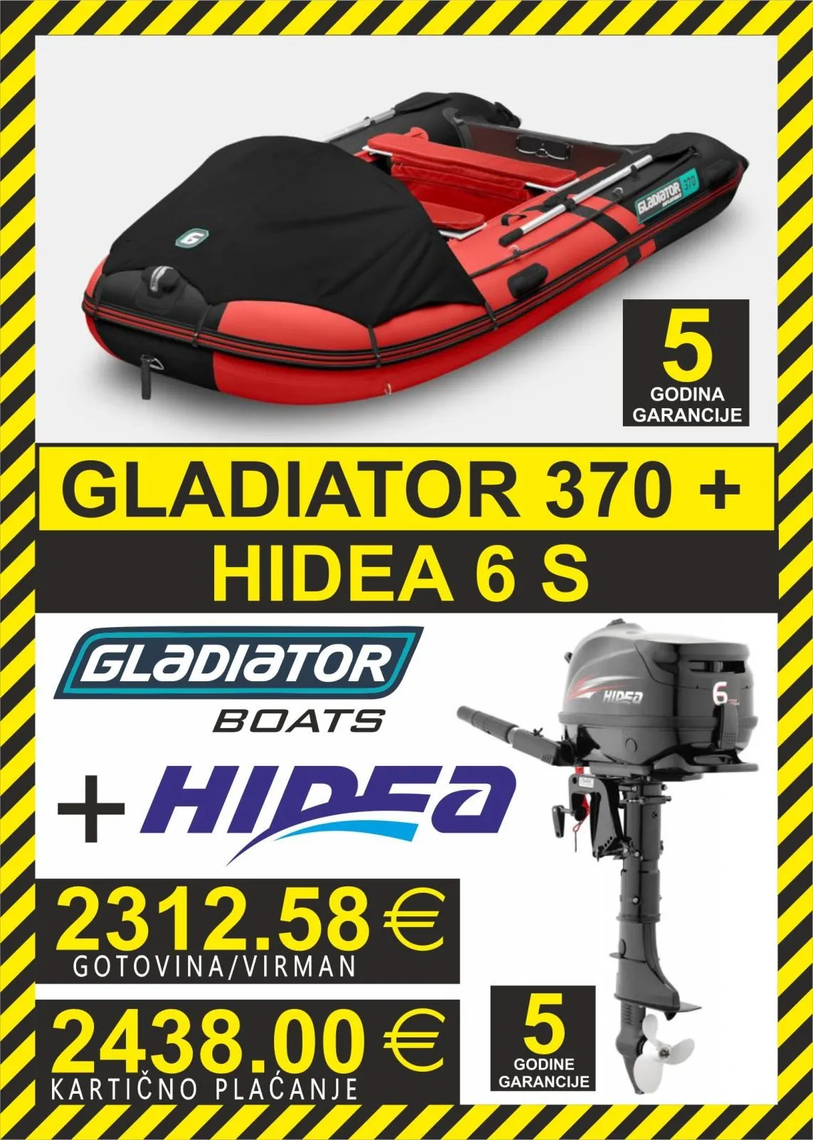 set gumenjak gladiator 370 + motori hidea - slika 4