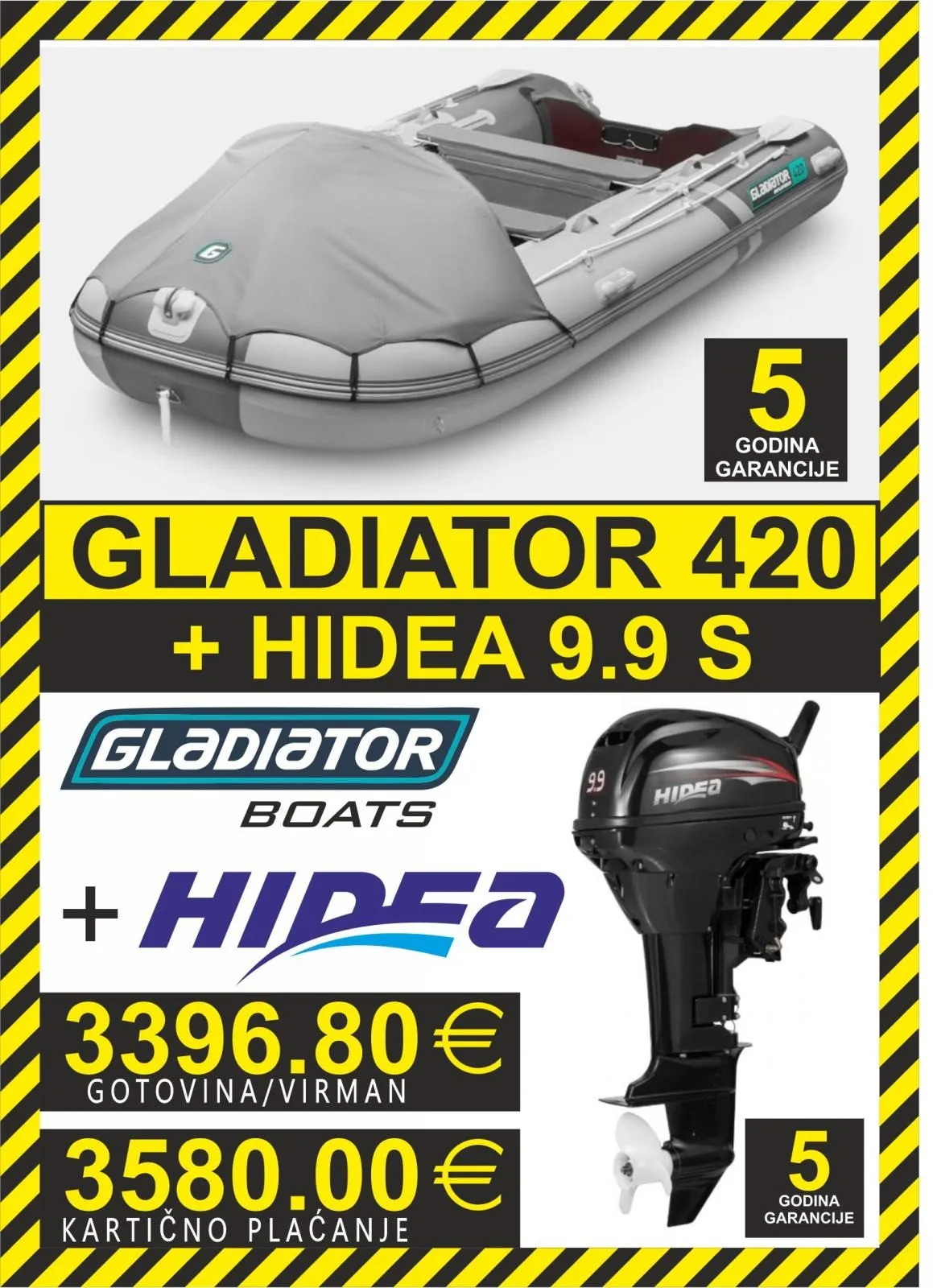 set gumenjak gladiator 420 + motori hidea - slika 9