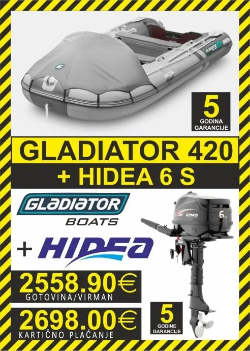 set gumenjak gladiator 420 + motori hidea - slika 4