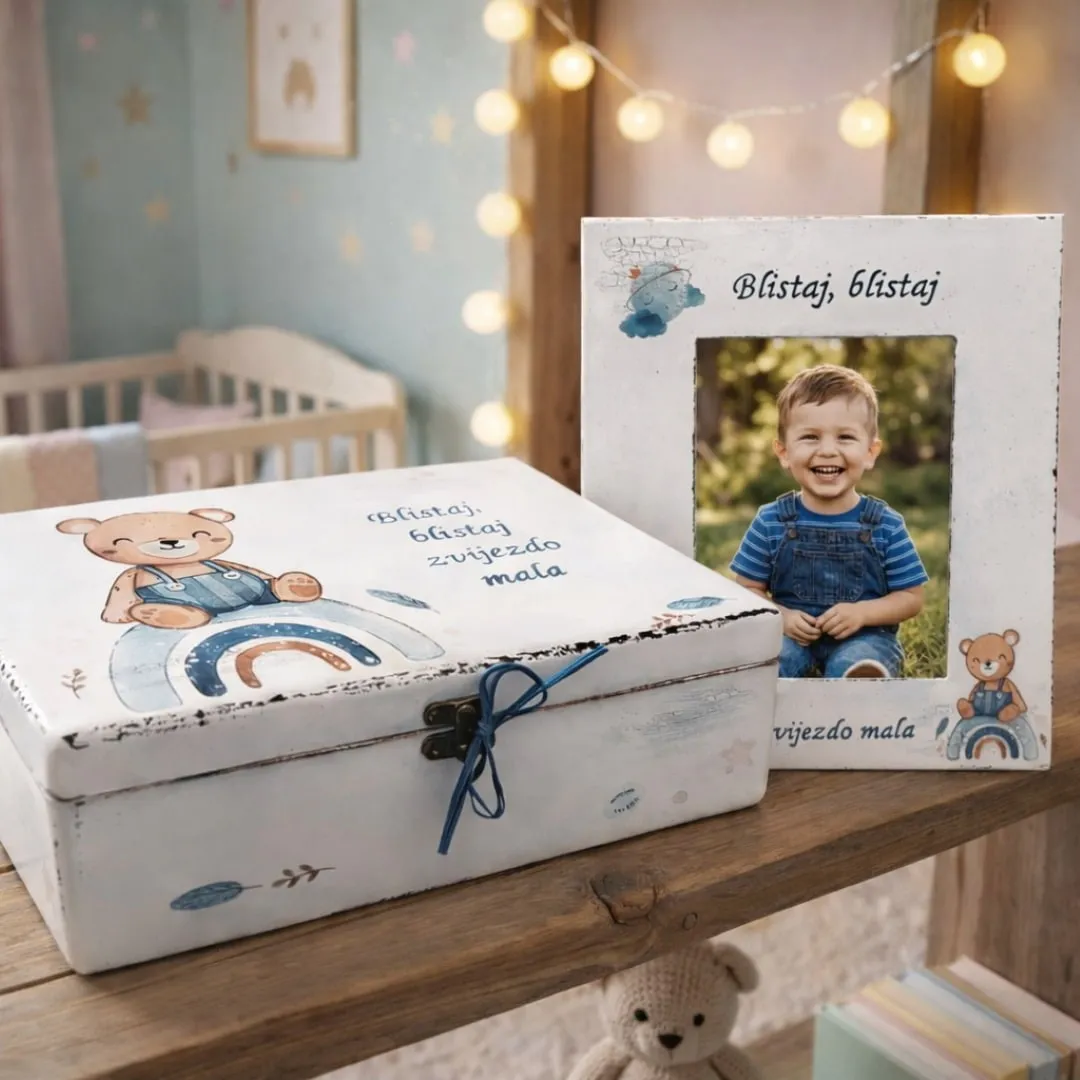 Set kutija uspomena i okvir za fotografiju za dječaka - Virje