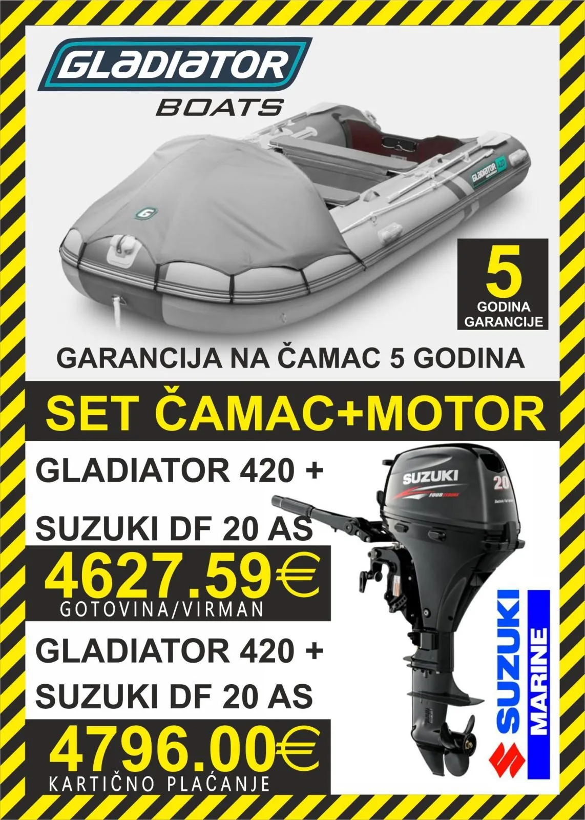set gumenjak gladiator 420 + motori suzuki - slika 3