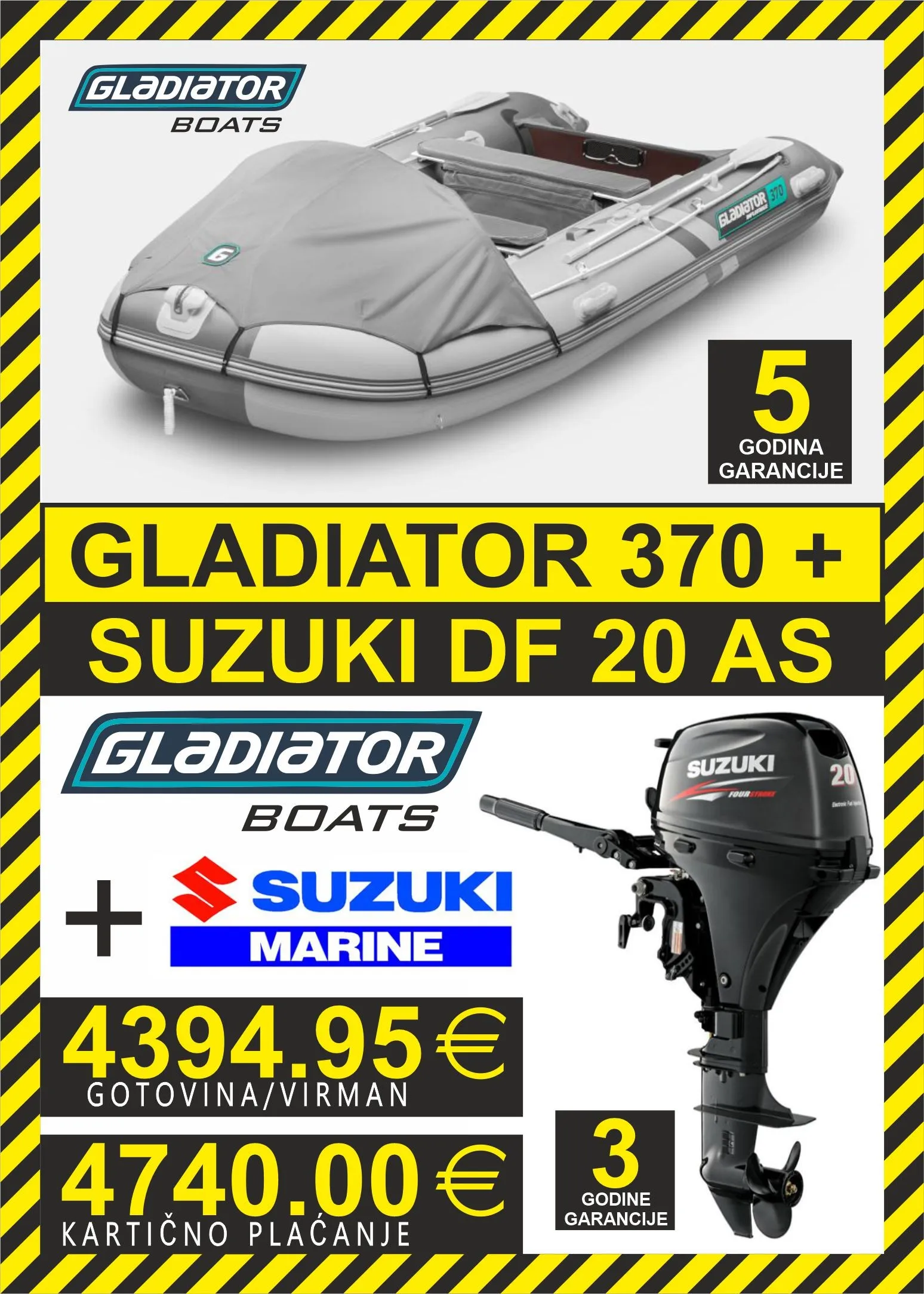 set gumenjak gladiator 370 + motori suzuki - slika 8