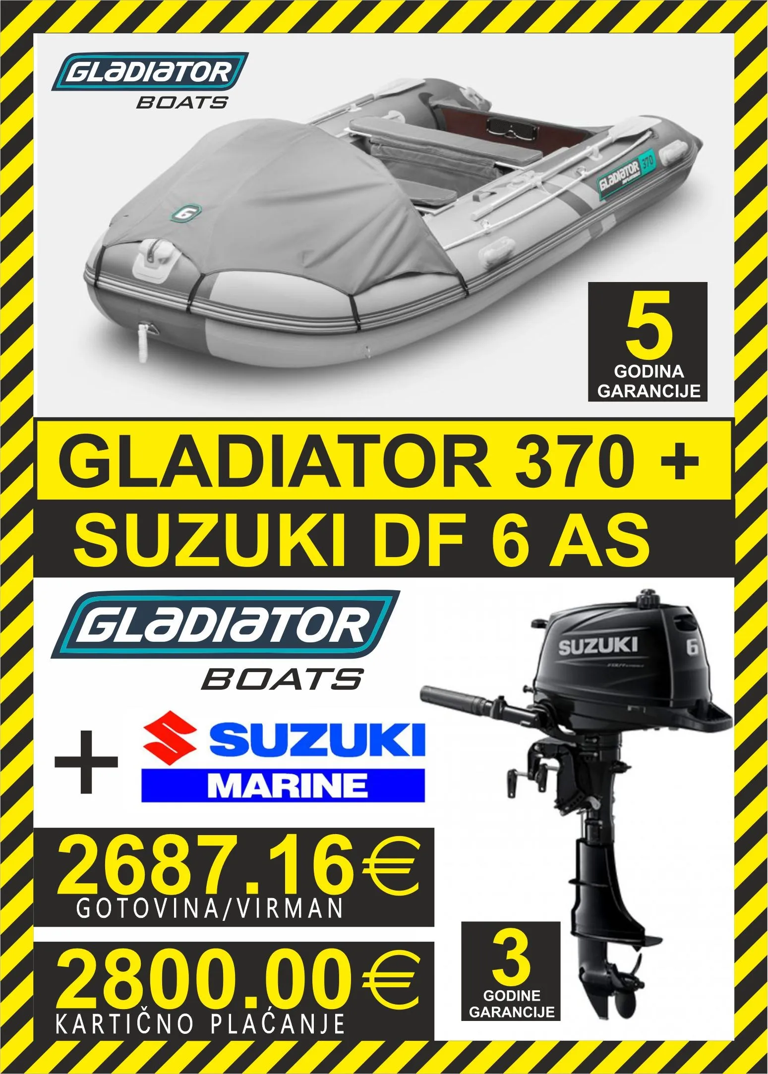 set gumenjak gladiator 370 + motori suzuki - slika 4