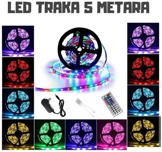led traka u boji +daljinski +adapter + rgb boje - slika 1