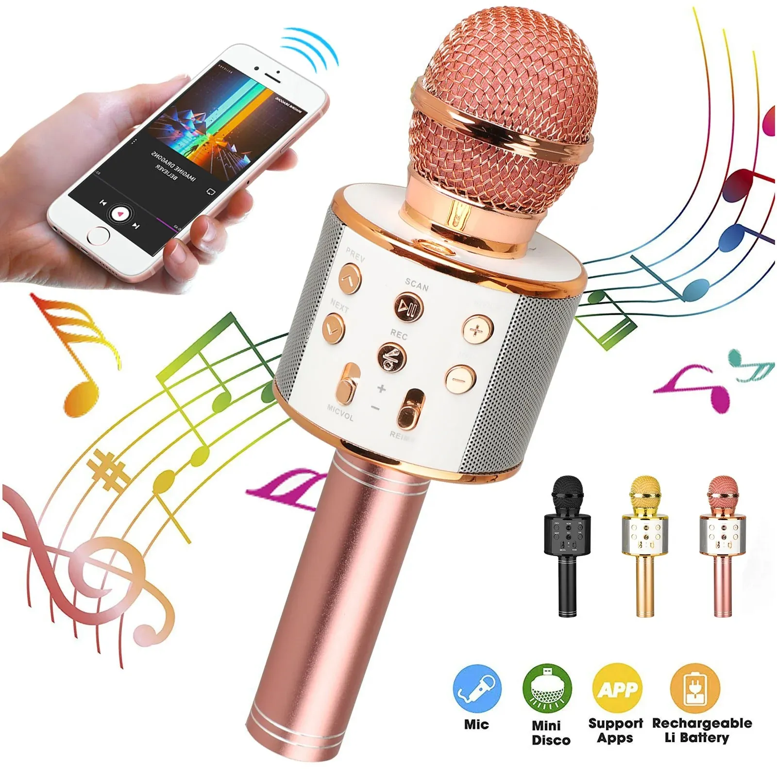 bluetooth bežični karaoke mikrofon i zvučnik - slika 4