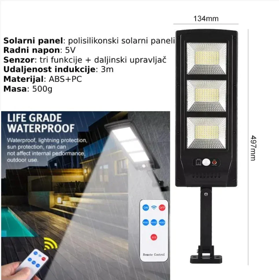 najjeftiniji led solarni reflektor 180w + senzor + daljinski + račun - slika 2