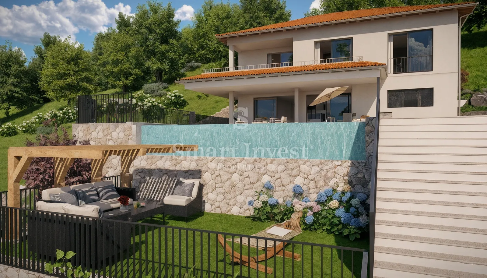 lovran, zemljište s građevinskom dozvolom za kuću, pogled na more - slika 2