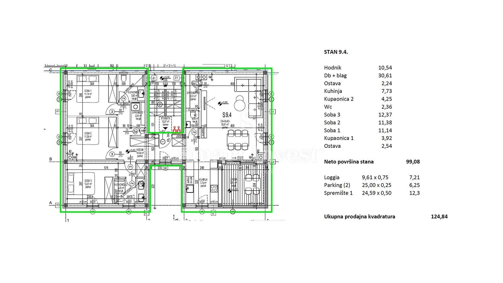 cres, stan 3s+db u novogradnji u blizini mora i centra (s 9.4) - slika 9