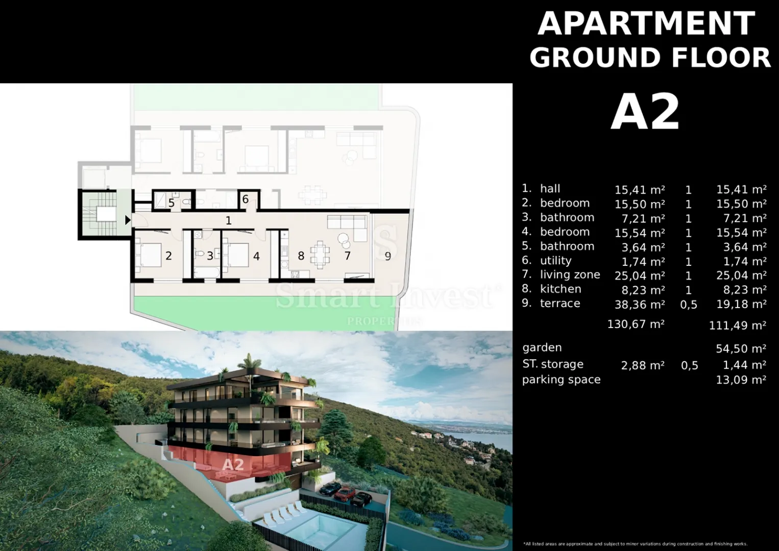 ičići, stan 2s+db s vrtom i pogledom na more u novogradnji s bazenom (a2) - slika 6