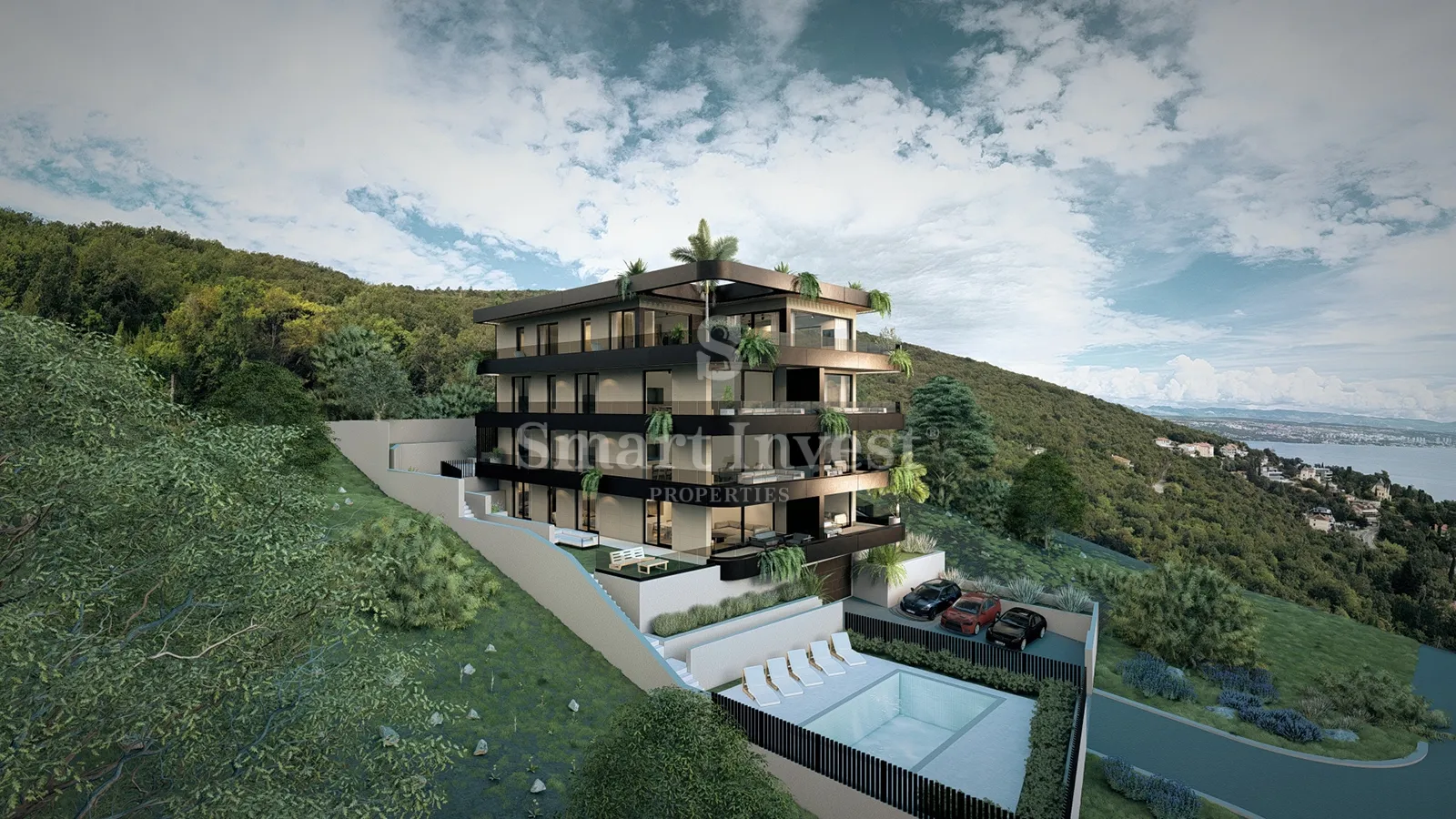 ičići, raskošni penthouse 3s+db s krovnom terasom i bazenom (a7) - slika 22