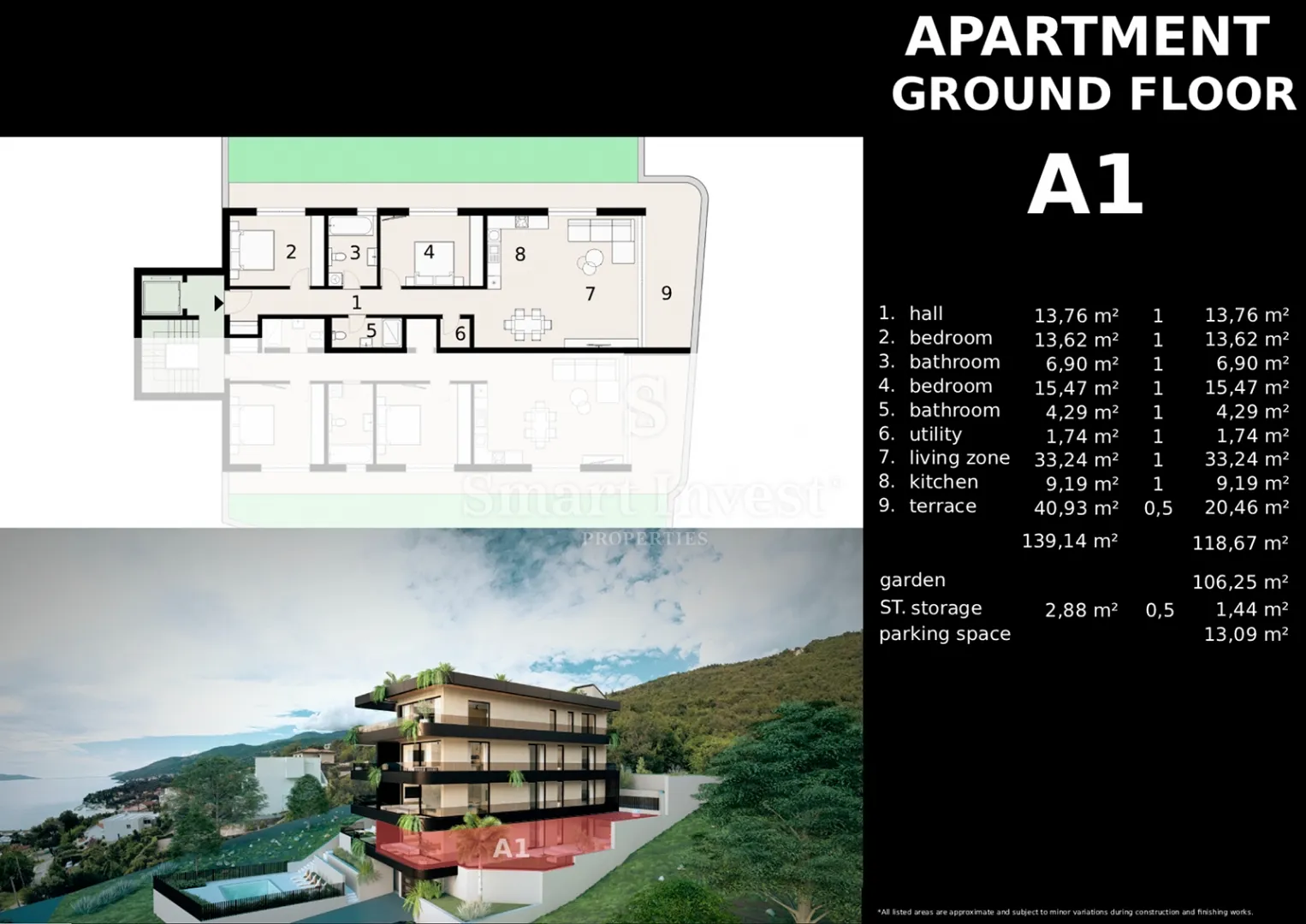 ičići, stan 2s+db s vrtom i pogledom na more u novogradnji s bazenom (a1) - slika 5