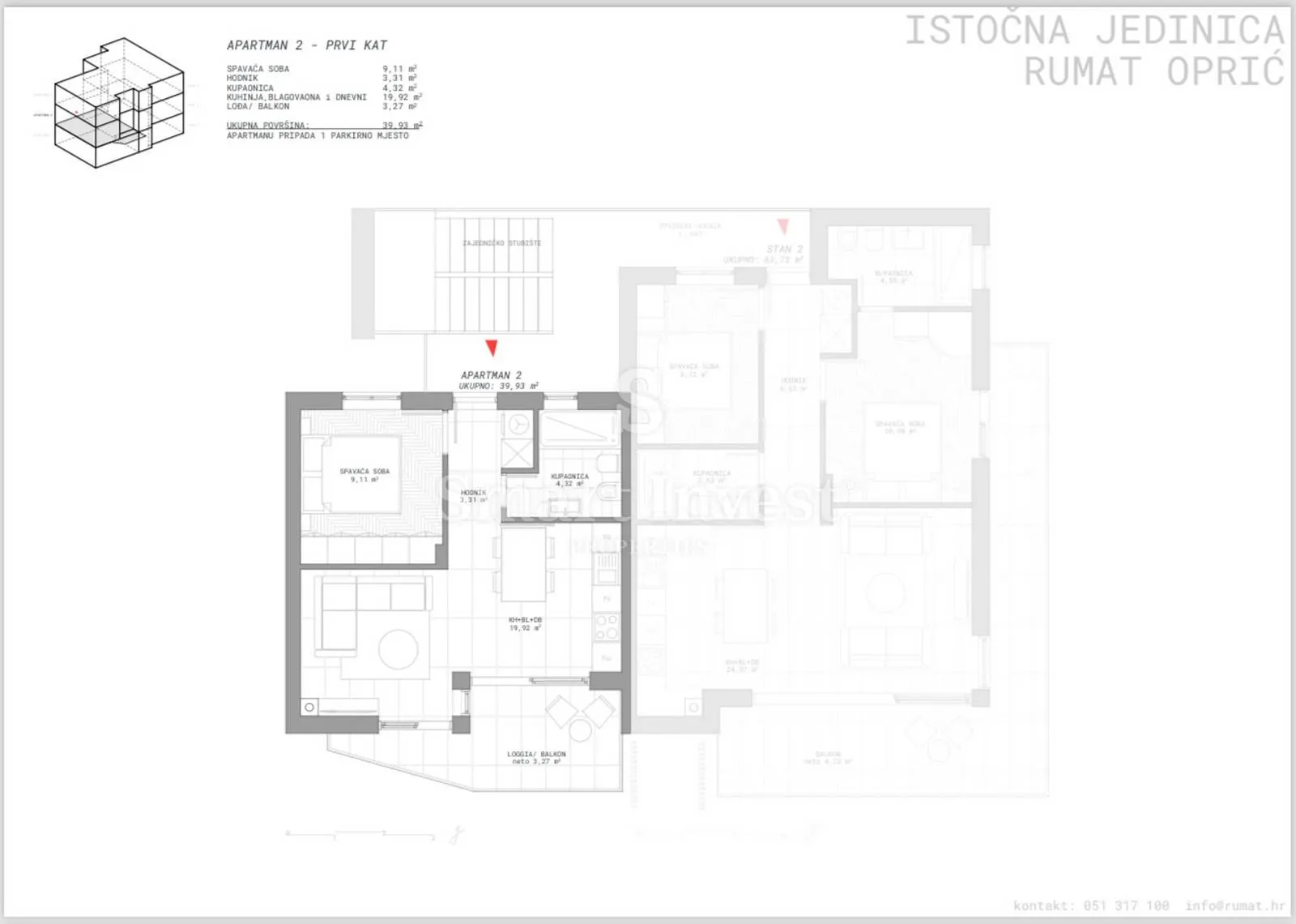 ika, moderna novogradnja, stan od 46,20 m2 - slika 2