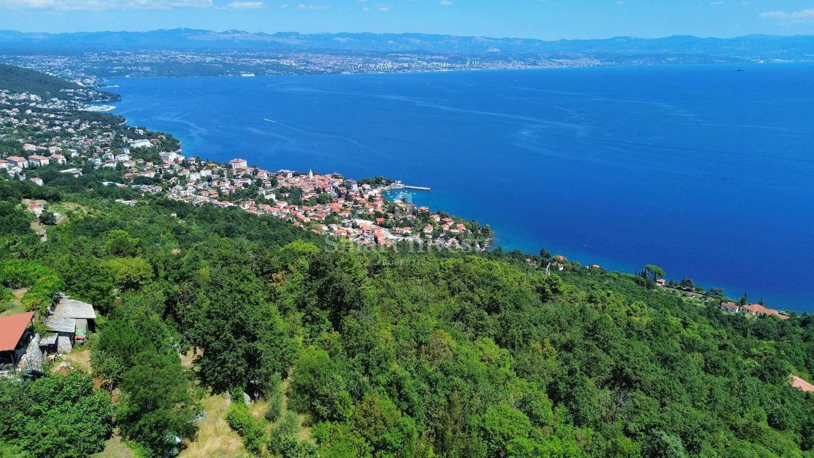 LOVRAN - okolica, zemljište s pogledom na more i građevinskom dozvolom za vilu - Liganj, Lovran
