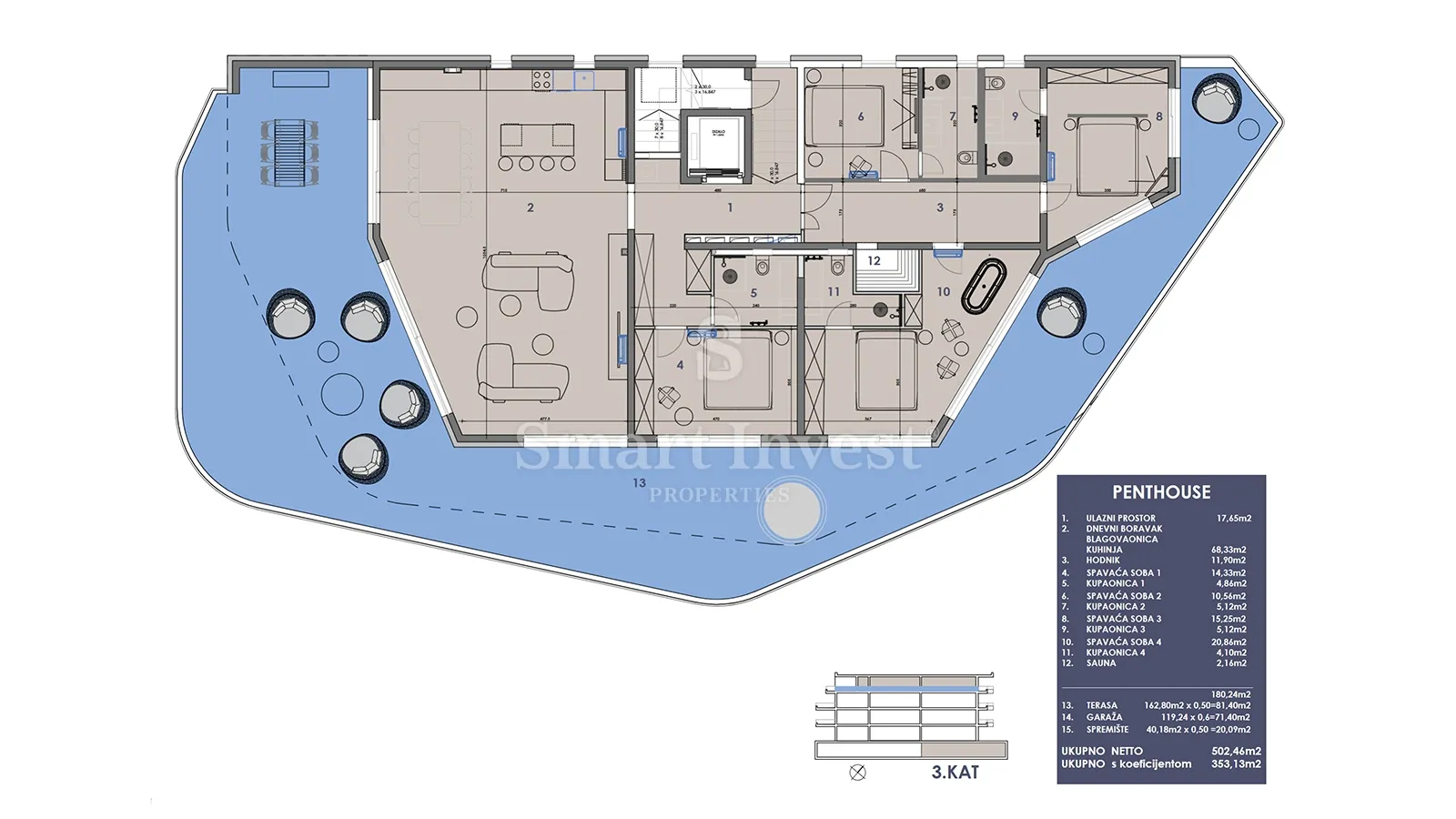 opatija, penthouse 4s+db u vrhunskoj novogradnji s bazenom (301) - slika 4