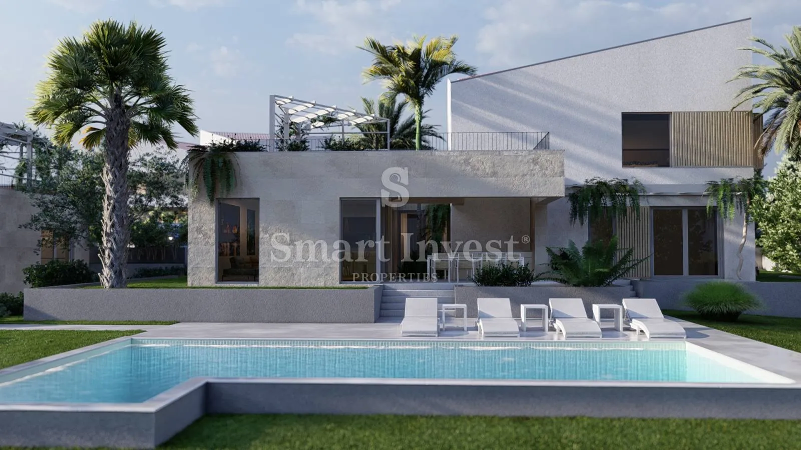 krk - malinska, moderna villa s bazenom, gymom i pogledom na more (e) - slika 1