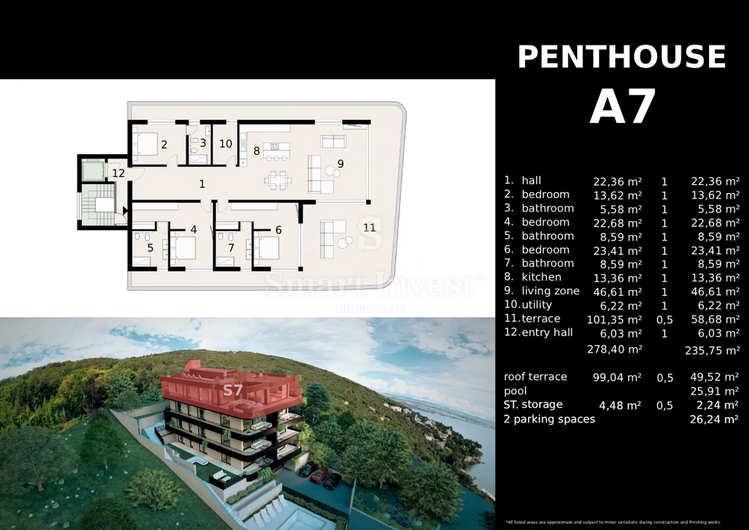 ičići, raskošni penthouse 3s+db s krovnom terasom i bazenom (a7) - slika 25