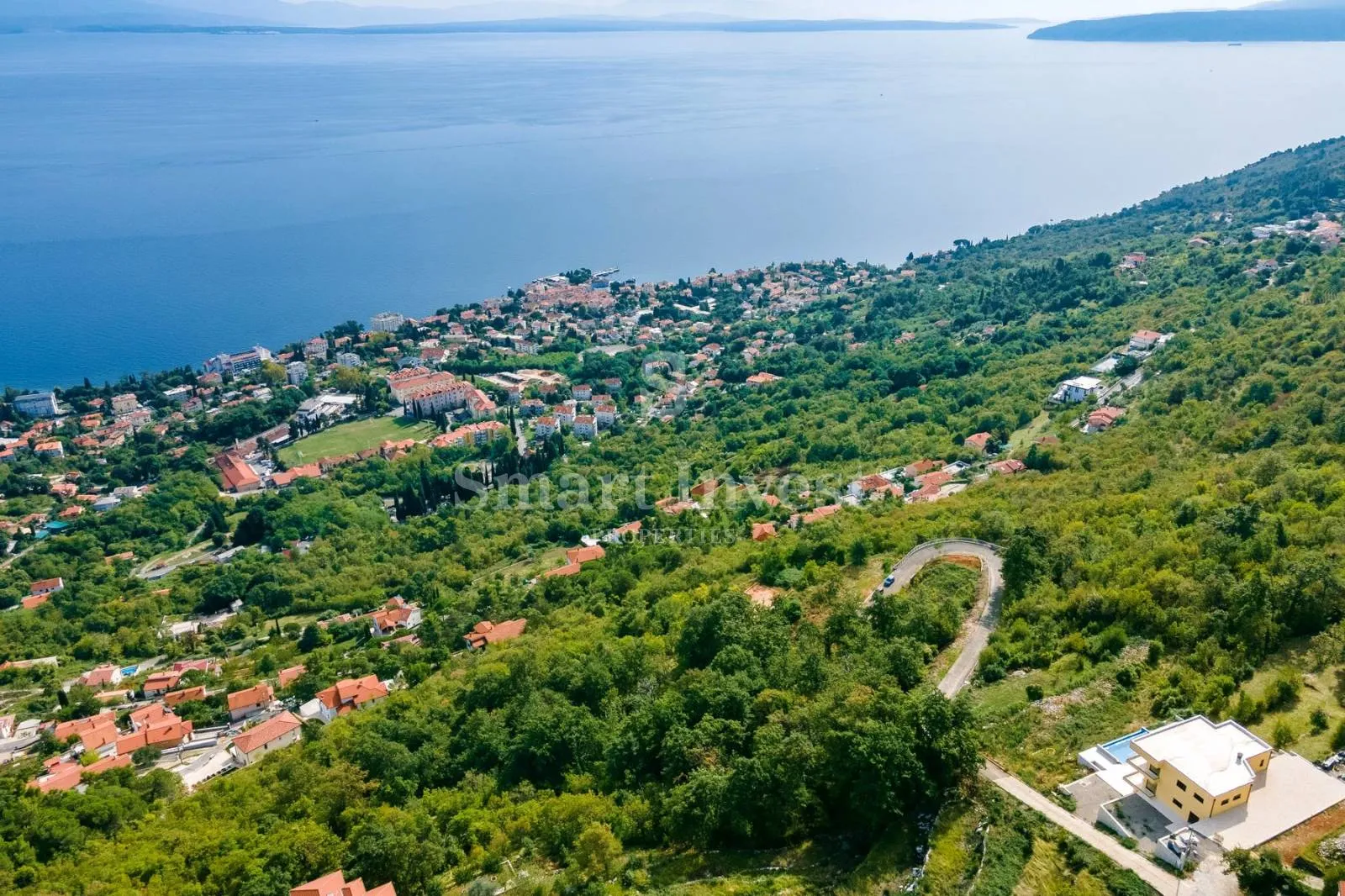 lovran, građevinsko zemljište s dozvolama za gradnju 6 vila pogled more - slika 7