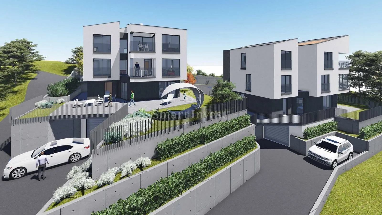 matulji - centar, građevinsko zemljište od 966m2 s projektom za dvije stambene zgrade - slika 1