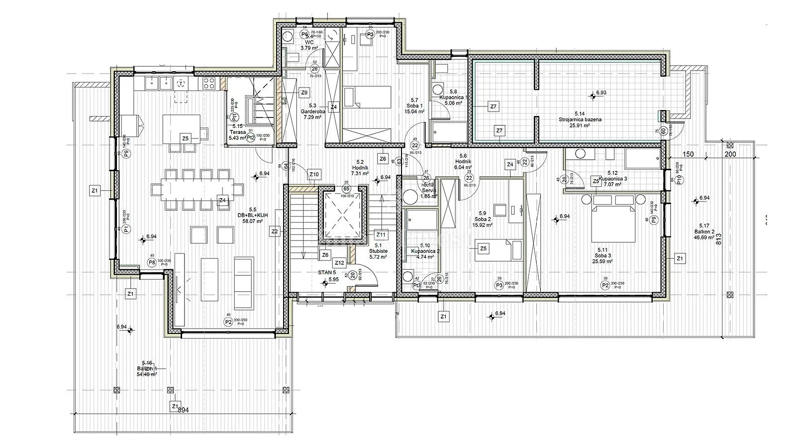 bivio, luksuzan penthouse s bazenom i krovnom terasom (s5) - slika 9