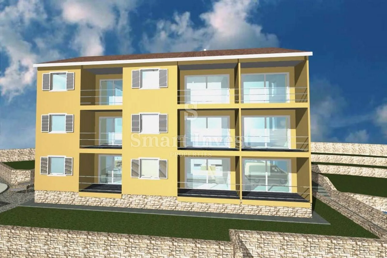 POBRI, Zemljište od 1440 m2 s građevinskom dozvolom, pogled na more - Pobri, Opatija