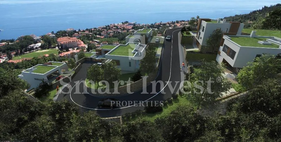 lovran, građevinsko zemljište s dozvolama za gradnju 6 vila pogled more - slika 4