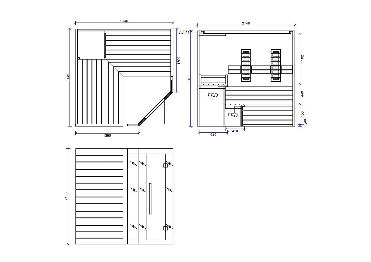 kombinirana sauna – 214 x 214 x 210 cm – elite – aspen - slika 9