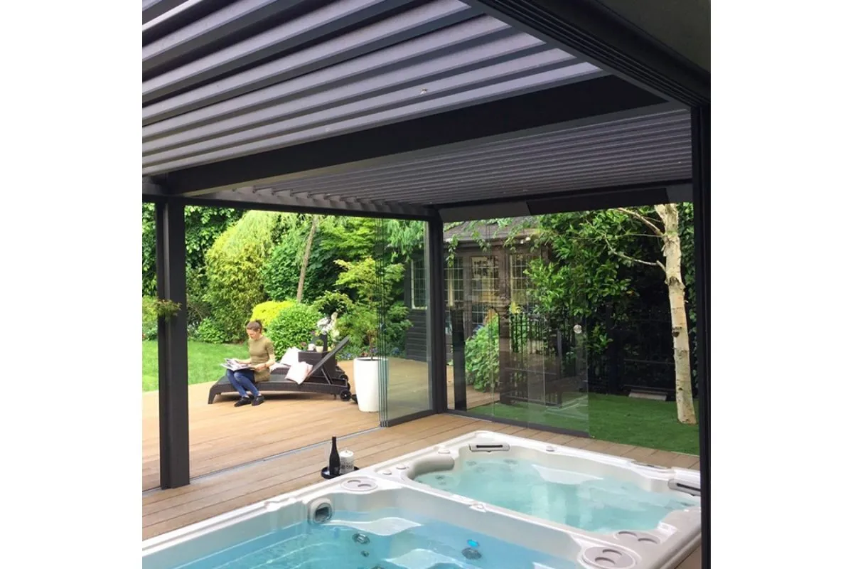 bioklimatska pergola gazebo za spa masažni bazen 3 x 3 m - slika 28