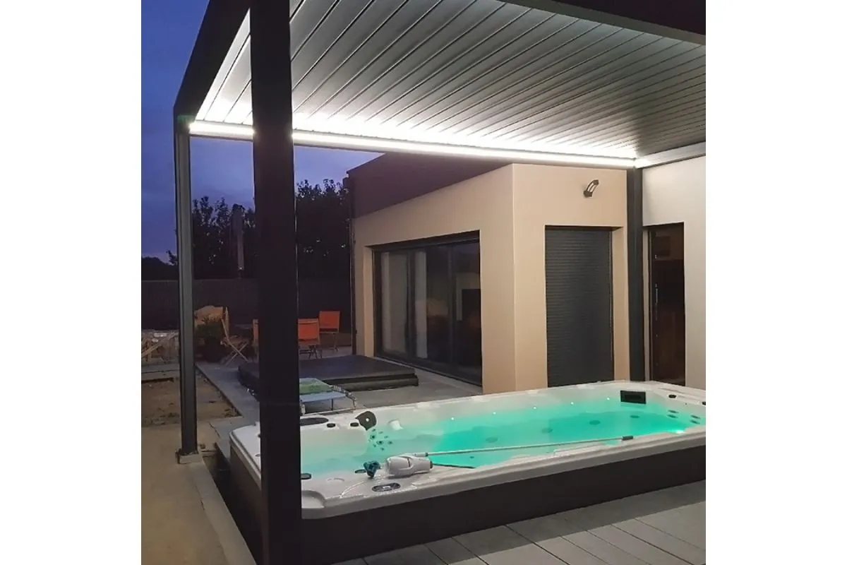 bioklimatska pergola gazebo za spa masažni bazen 3 x 3 m - slika 30