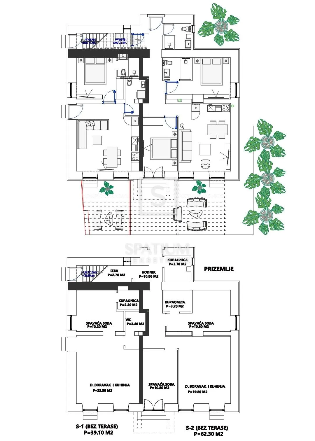 podmurvice, kuća s pet stanova i odvojenim studio apartmanom - slika 31