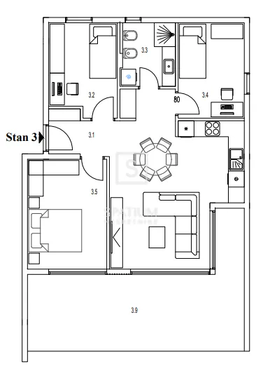kantrida, trosoban stan u novogradnji - slika 9