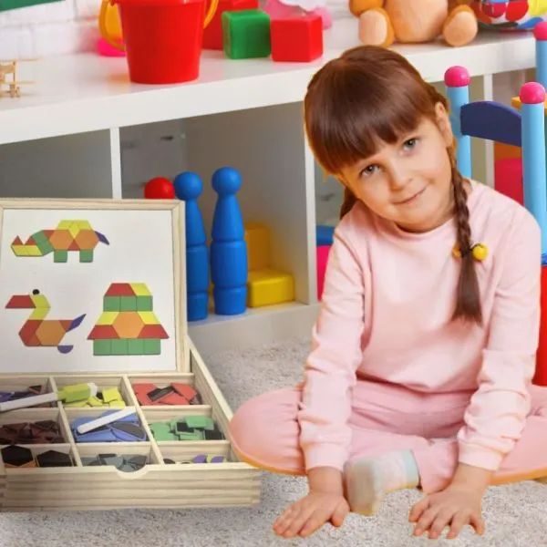 2u1 ploča s puzzle magnetima u drvenoj kutija - kreativni set - slika 5