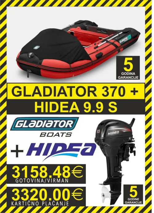 set gumenjak gladiator 370 + motori hidea - slika 7